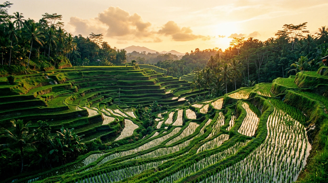 Rice terraces at golden hour
